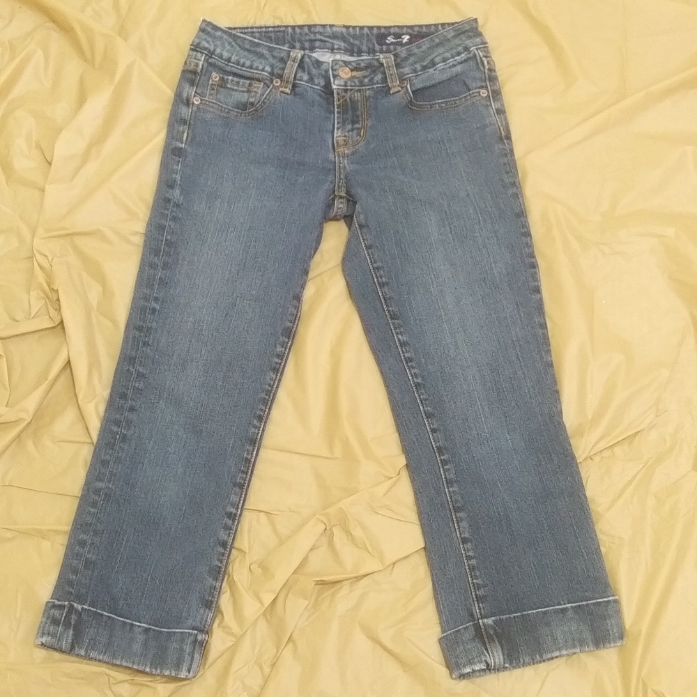 7 For All Mankind Crystal Pocket Low Rise Size 26 Jeans Cropped Rolled Cuff - Picture 5 of 9